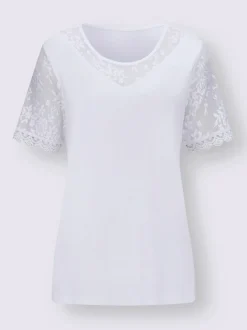 T-shirt en dentelle manches avec dentelle transparente