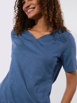 T-shirt en dentelle pur coton