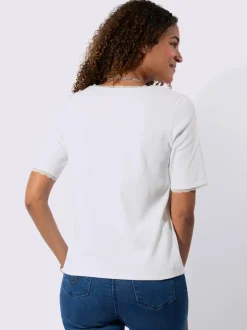 T-shirt en dentelle qualité jersey côtelée facile à entretenir