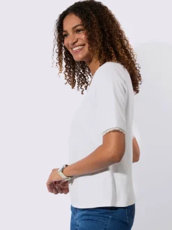 T-shirt en dentelle qualité jersey côtelée facile à entretenir