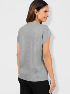 T shirt en fil flammé col rond et manches courtes papillons