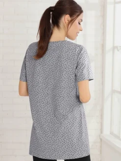 T-shirt femme long avec imprimés pois