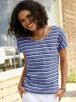 T shirt femme marinière col rond et rayures