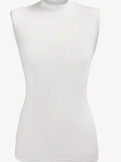 T-shirt femme sans manche à col montant