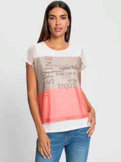 T shirt imprimé 2 en 1 avec col rond et inscription
