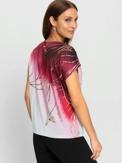 T shirt imprimé feuille encolure ronde et manches courtes