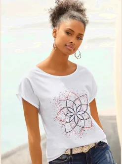 T-shirt imprimé mandala floral