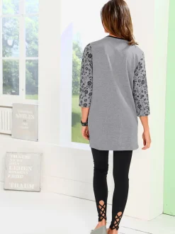 T-shirt long féminin détails imprimés