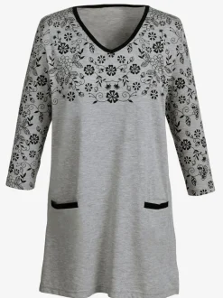 T-shirt long féminin détails imprimés
