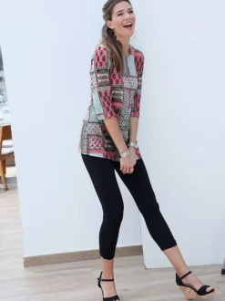 T-shirt long imprimé manches 3/4