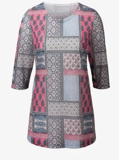 T-shirt long imprimé manches 3/4