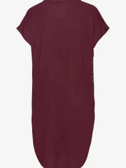 T-shirt long t-shirt à encolure en v avec bordure
