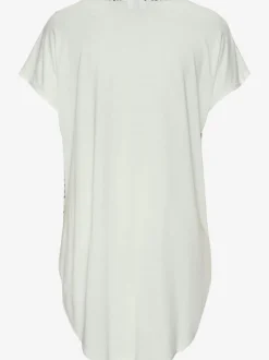 T-shirt long t-shirt à encolure en v avec bordure