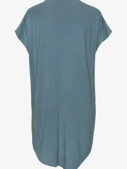 T-shirt long t-shirt à encolure en v avec bordure