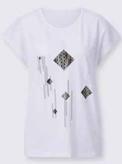 T shirt à manches courtes avec imprimé losanges et lignes graphiques