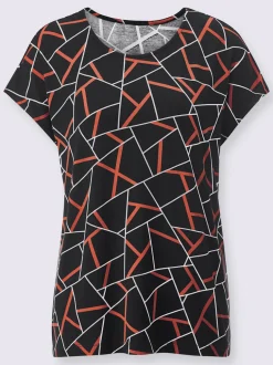 T shirt à manches courtes avec motifs géométriques et viscose ECOVERO