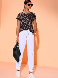 T shirt à manches courtes avec motifs géométriques et viscose ECOVERO