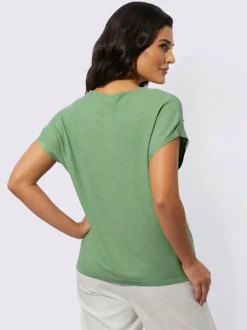T shirt à manches courtes col rond et empiècements floraux