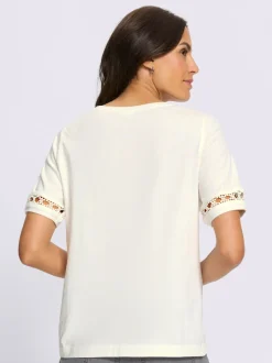 T-shirt à manches courtes dentelle aux manches