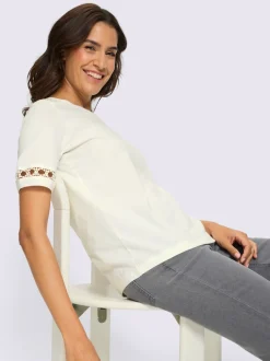 T-shirt à manches courtes dentelle aux manches