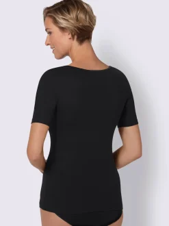 T-shirt manches courtes empiècement dentelle