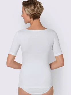 T-shirt manches courtes empiècement dentelle
