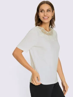 T-shirt à manches courtes empiècement en dentelle