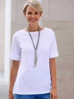 T-shirt à manches courtes encolure en u féminine