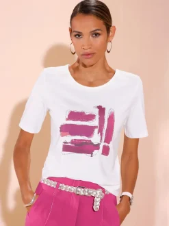 T shirt à manches courtes encolure ronde et imprimé graphique