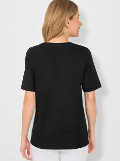 T shirt à manches courtes encolure ronde motif cœur devant