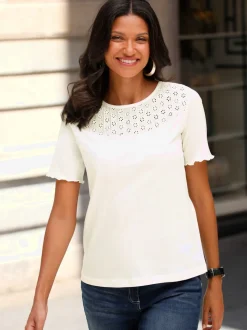 T-shirt à manches courtes encolure ronde passepoilée