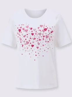 T shirt à manches courtes en coton avec imprimé petits cœurs