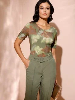 T shirt à manches courtes et col rond motif camouflage militaire