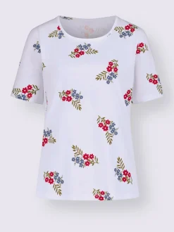 T-shirt à manches courtes imprimé floral aux coloris harmonieux