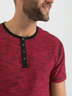 T-shirt à manches courtes patte de boutonnage contrastée
