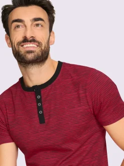 T-shirt à manches courtes patte de boutonnage contrastée