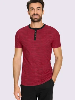 T-shirt à manches courtes patte de boutonnage contrastée