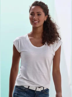 T-shirt à manches courtes qualité dévoré tendance avec rayures