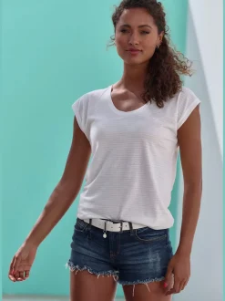 T-shirt à manches courtes qualité dévoré tendance avec rayures