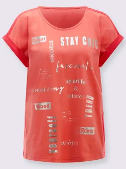 T-shirt à manches courtes revers aux manches décoratif