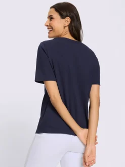T-shirt à manches courtes superbe dentelle à l'encolure