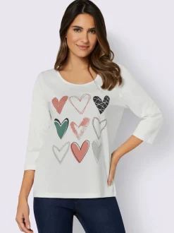 T-shirt à manches 3/4 imprimé en forme de cœur
