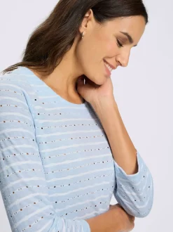 T-shirt à manches 3/4 jacquard en jersey tendance