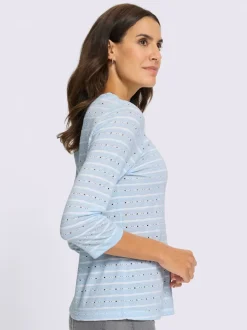 T-shirt à manches 3/4 jacquard en jersey tendance