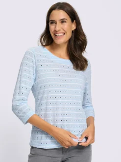 T-shirt à manches 3/4 jacquard en jersey tendance