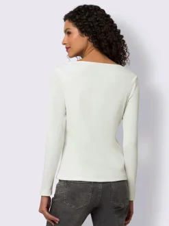 T-shirt à manches longues détails en dentelle tendance
