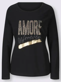 T-shirt à manches longues imprimé feuille brillant