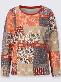T-shirt à manches longues joli aspect patchwork