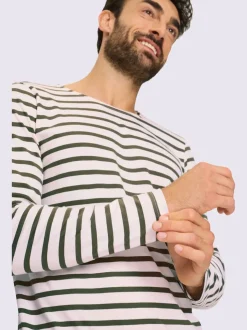 T-shirt à manches longues rayures en fils teintés
