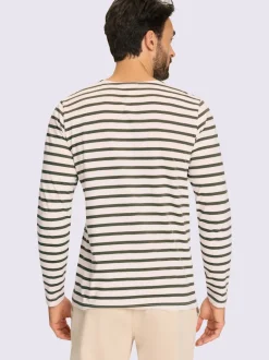 T-shirt à manches longues rayures en fils teintés